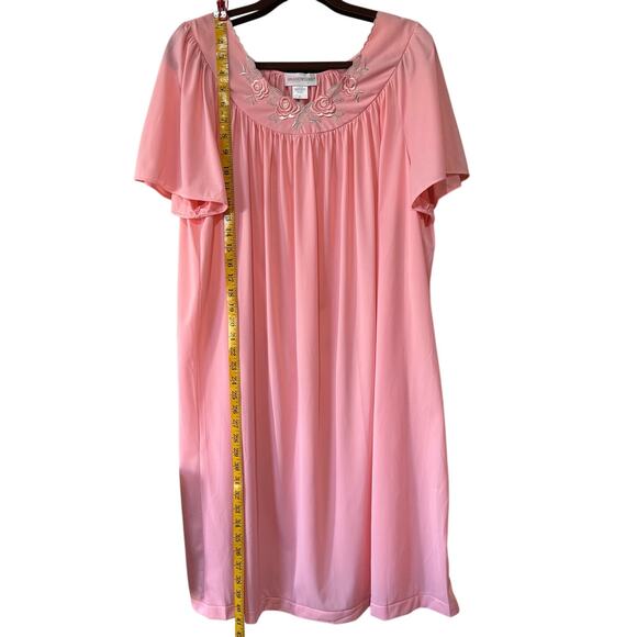 Shadowline Petals Short Sleeve Nightgown Pajamas PJs 36280 Melon Size 3X EUC - Picture 6 of 7